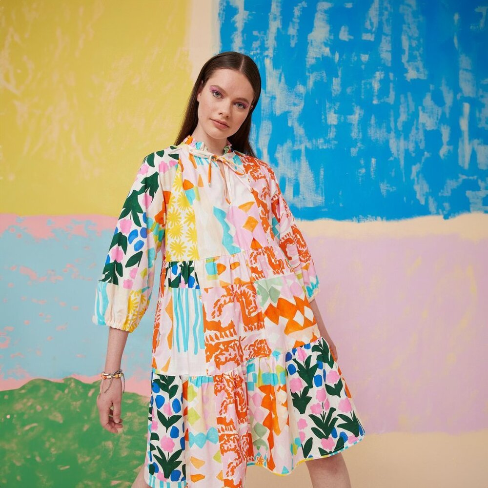 Poet Dress in Artefact Patchwork